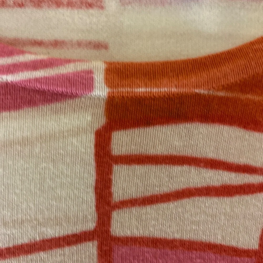 J McLaughlin Knit Cotton Top - M orange , pink ,cream , cotton modal spandex